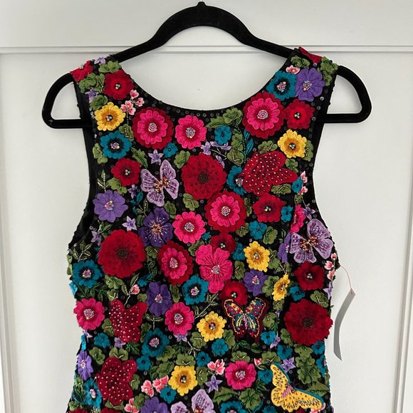 Alice + Olivia Lindsey A-line Mini Dress Multicolor Allover Floral Embroidery - Picture 5 of 12